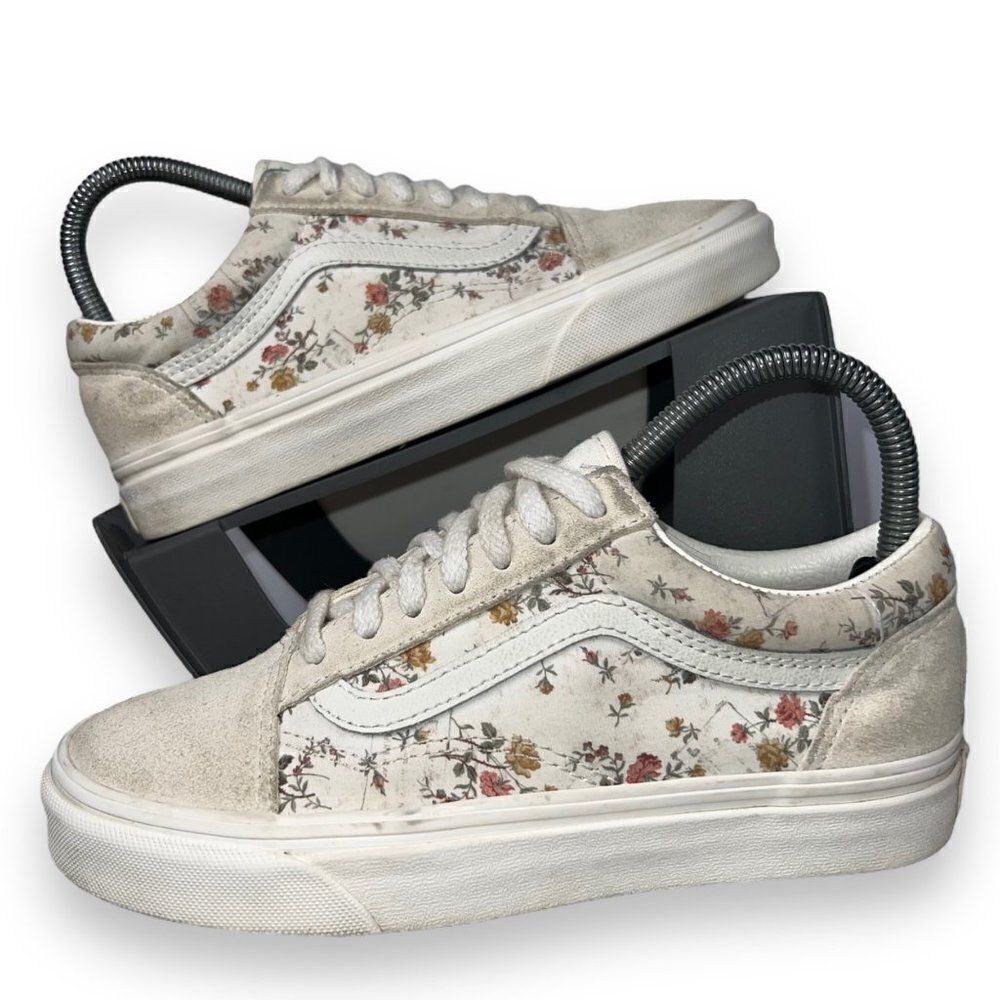 Vans Old Skool Vintage Floral Skate Shoes‎ Cream / Multicolor Women's 6